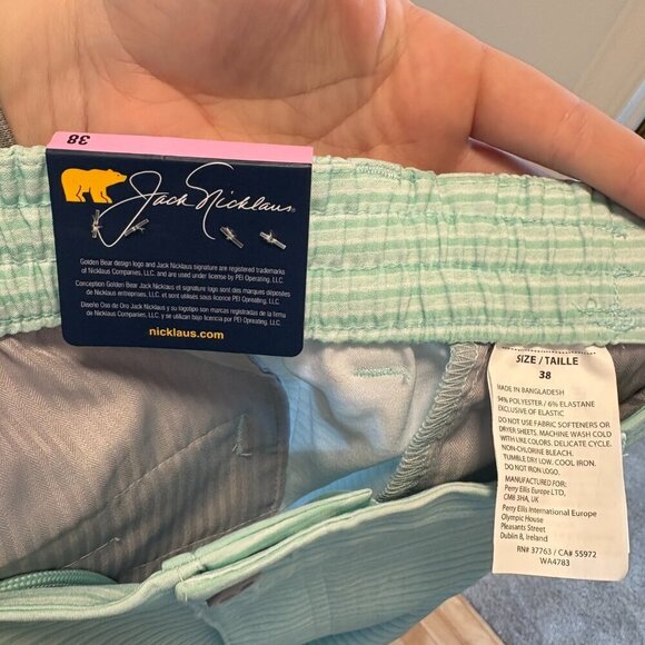 Jack Snicklaus Golf Shorts Men's Size 38 Ocean Blue Green Stripped 9" NWT - Picture 10 of 12